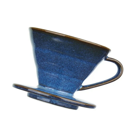 Heat Resistant Ceramic Drip Coffee Filter Handcrafted Blue Glazed Elegant Design For Home Brewing