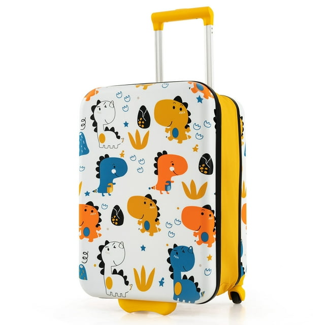 Costway 20" Kids Rolling Luggage Foldable Hardshell Carry-on Suitcase on Wheels Children Yellow