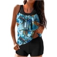 thumbnail image 2 of Nrmvnmi Tankini Swimsuits for Women 2 Piece Bathing Suits Floral Prints Round Neck Swim Tank Top with Boy Shorts Modest Swimwear Mothers Day Gifts, 2 of 5