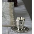 thumbnail image 3 of Ner Mitzvah, 3.5" Silver Colored Kiddush Cup and Tray Set - Judaica Gift, 3 of 5