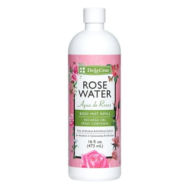 De La Cruz Rose Water Refill for Spray Skin, Hair and Body Hydrating Face Mist 16 fl oz (473 mL)