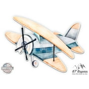Airplane Watercolor Travel Explore - 3" Vinyl Sticker - For Car Laptop I-Pad Phone Helmet Hard Hat - Waterproof Decal