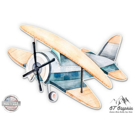 Airplane Watercolor Travel Explore - 3" Vinyl Sticker - For Car Laptop I-Pad Phone Helmet Hard Hat - Waterproof Decal