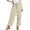 Beige, variant on Womens Wine Wide Leg Corduroy Pants - Relaxed Fit Elastic High Waist Ankle Pants with Drawstring Waist & Patch Pockets M,Size M