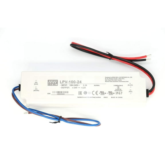 LPV-100-24 C.V Single Output Waterproof 100.8Watts 4.2Amp 24VDC LED Strip Driver IP67 Suitable for LED Strips