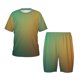 thumbnail image 1 of Fotbe Orange To Teal Gradient Pijama Estampada de 2 Piezas para Niños – Ropa de Dormir de Manga Corta Cómoda para Niños y Niñas, Camiseta y Shorts de Algodón-X-Large, 1 of 6