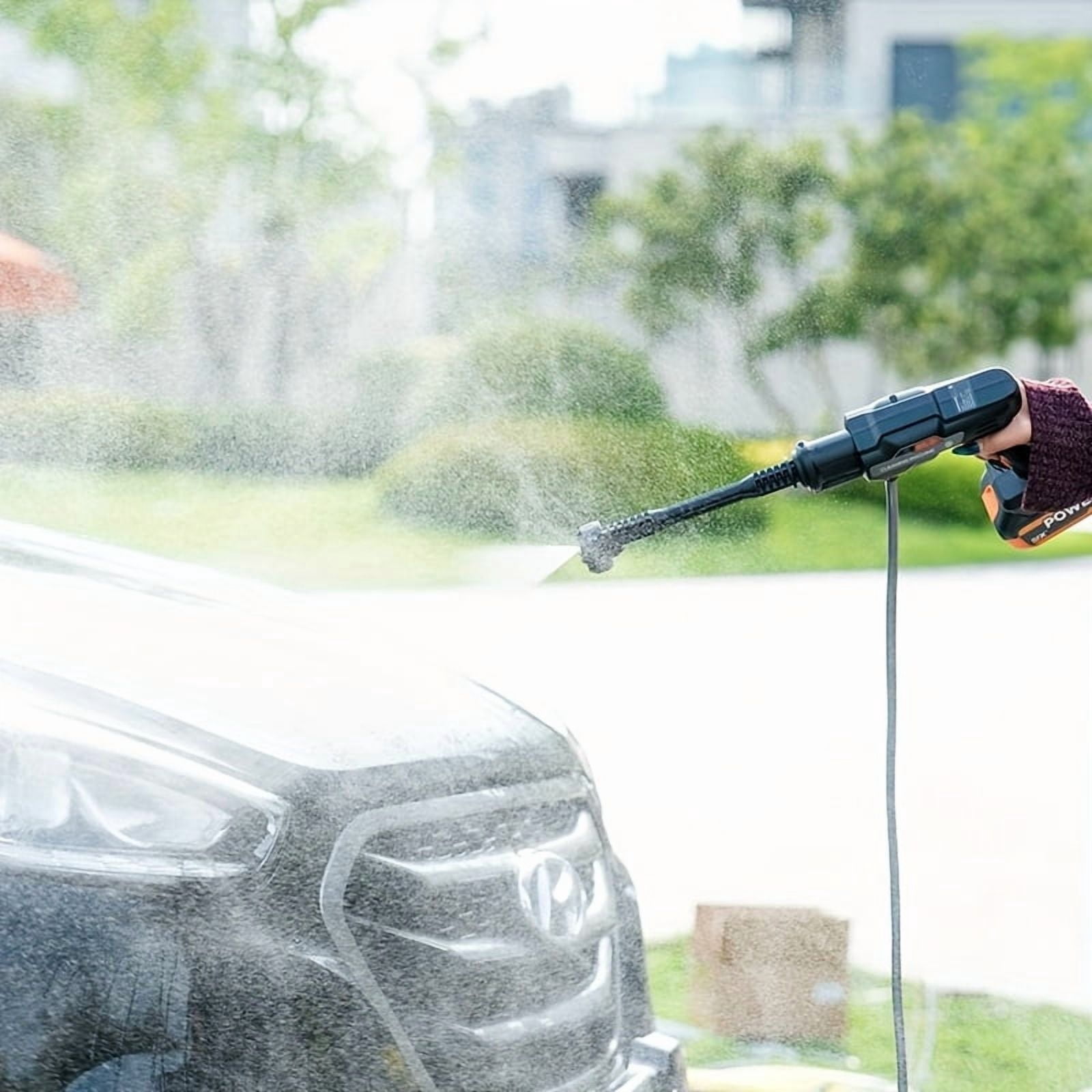 Wireless car pressure washer gun high speed motor multiple nozzles portable with battery and water hose