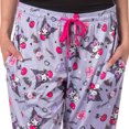 thumbnail image 3 of Kuromi Women's Punk Rabbit Allover Print Design Adult Lounge Pajama Pants For Men And Women, 3 of 7