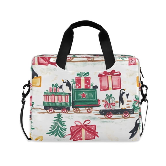 FORMRS 16" Laptop Bag Carrying Sleeve Case with Handle Travel Shoulder Briefcase, Christmas Train