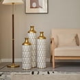 thumbnail image 3 of Luxurious White Metal Vase Set with Gold Details - 3-Piece Droplet Design for Beautiful Home Styling!, 3 of 19