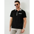 thumbnail image 3 of Demotime Men's Polo Shirts Casual Button-Down Shirts Short Sleeve Polo Shirts Black S Contrast Turndown Collar T Shirts Golf Solid Classic Stylish Tops, 3 of 7