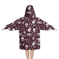 thumbnail image 2 of Burgundy Rock Skull Pattern Blanket Hoodies for Kids 6-13YR Oversize Wearable Blanket Hoodies for Boys Girls Teens, 2 of 7