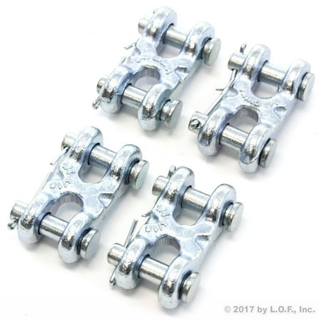 Safety Chain Set - Red Hound Auto (4) Safety Chain RePair Link 1/4 Inch - 5/16 Inch Twin Link Clevis 3900 WLL
