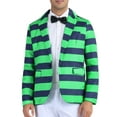 thumbnail image 1 of Inspire Chic Chaquetas Deportivas a Rayas para Hombres, Blazers de Promoción de Un Solo Botón con Solapa Notch, XL Verde, 1 of 6