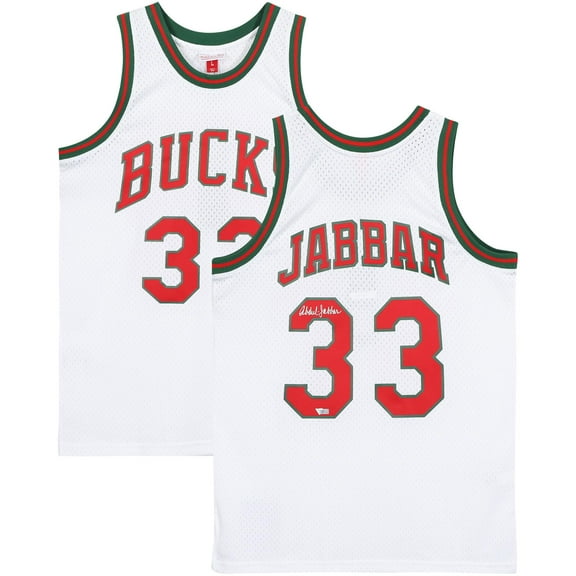 Kareem Abdul-Jabbar Milwaukee Bucks Autographed White Mitchell and Ness Replica 1971-72 Throwback Jersey - Fanatics Authentic Certified