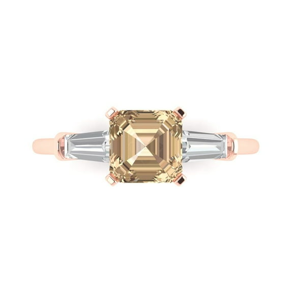 Three-Stone Engagement Ring for Women - 1.62ct Yellow Moissanite in 18K Rose Gold Promise Ring