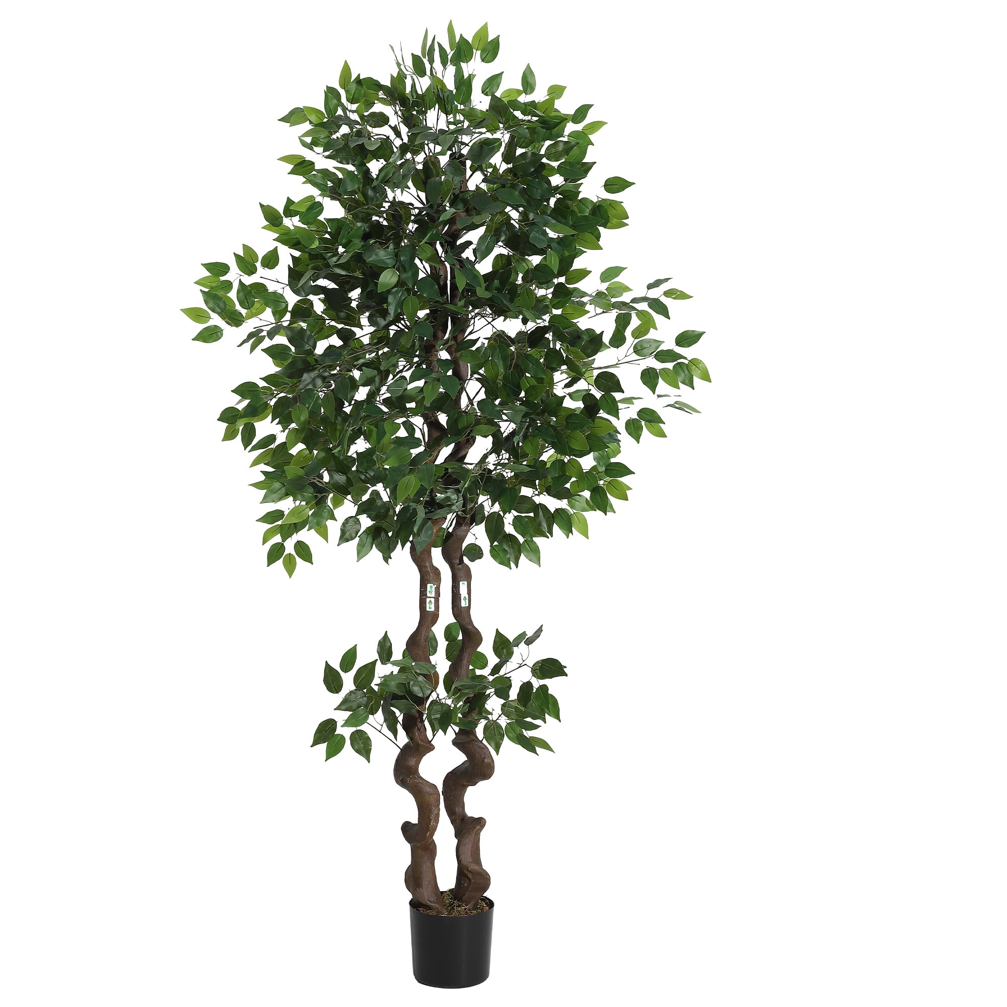 6ft Large Artificial Ficus Tree, Tall Faux Banyan Tree Floor Plant with Realistic PVC Trunk and Full Dense Foliage, Indoor Home Office Living Room Decor
