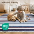 thumbnail image 4 of ODIKA 2'x3' Washable Throw Rug Non-Slip, Low Profile, Flatwoven, Easy Care Striped Vintage Navy Interlocking Bands Distressed Strip Mudroom for Hallway, Study Room, 4 of 7