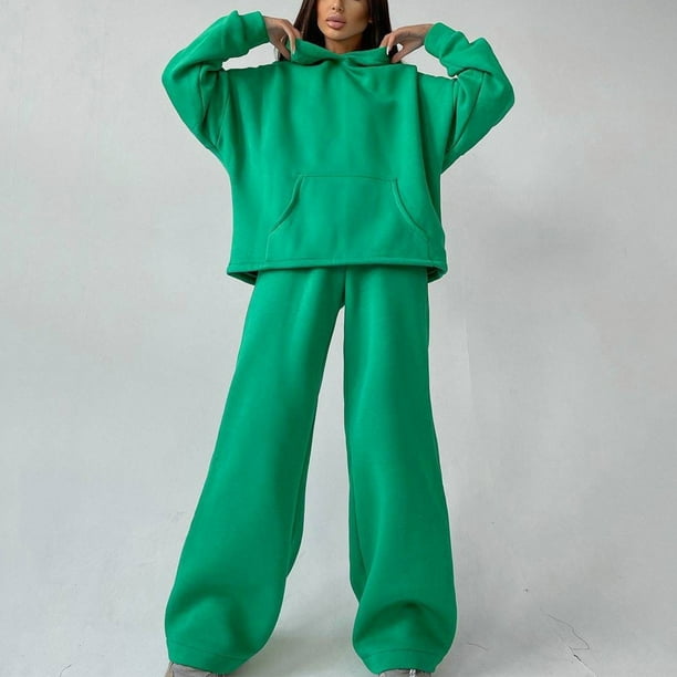 【WOOALONG】 ★ 上下セット ★ Hoodie & Pants Lady Set Up ★ Oversized Hoodie Sets with Wide Leg Pants for Women
