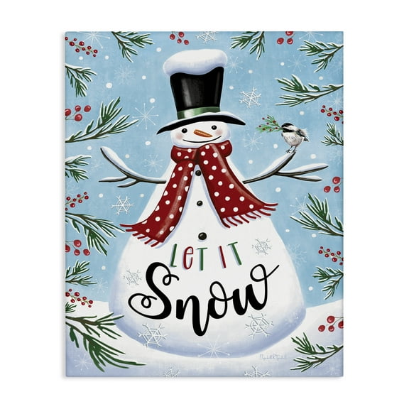 Stupell Industries Let It Snow Phrase Holiday Painting Gallery Wrapped Canvas Art Print Wall Art, 16 x 20
