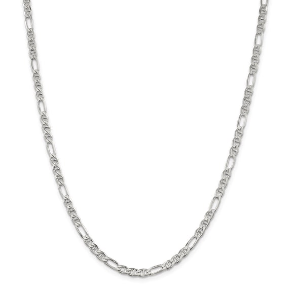 White Sterling Silver chain Anchor Figaro 16 in 3.75 mm