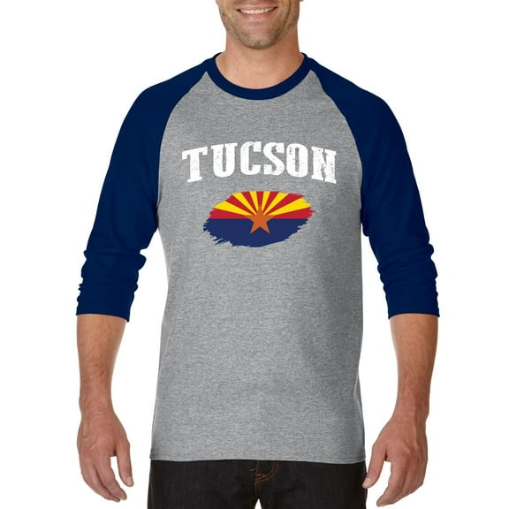 MmF - Mens Raglan Sleeve Baseball T-Shirts, up to Size 3XL - Tucson Arizona Flag