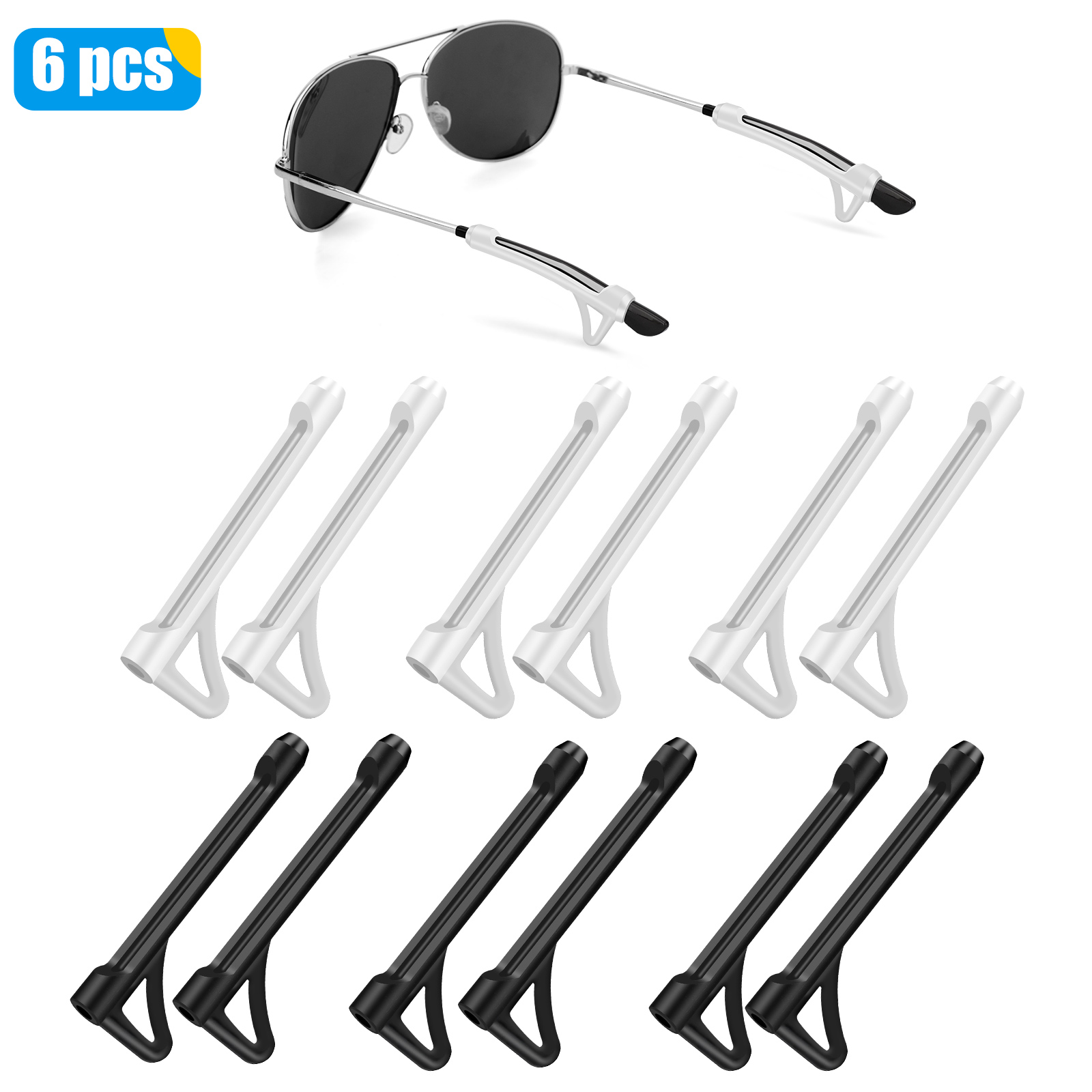 6pairs Soft Silicone Eyeglass Ear Grips, TSV AntiSlip Glasses