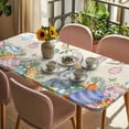 thumbnail image 3 of Easter Table Cloths for 5 Foot Rectangle Tables, Spring Grey Bunny Colorful Eggs Tree Butterfly Patio Waterproof Elastic Fitted Tablecloths, Washable Rectangular Table Cover for Camping, 3 of 8