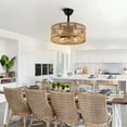 thumbnail image 3 of 18" Caged Ceiling Fan with Light Remote Control Boho Rattan Lighting Fixture 8 Reversible Blades 3 Speeds for Farmhouse Lighting, 3 of 4