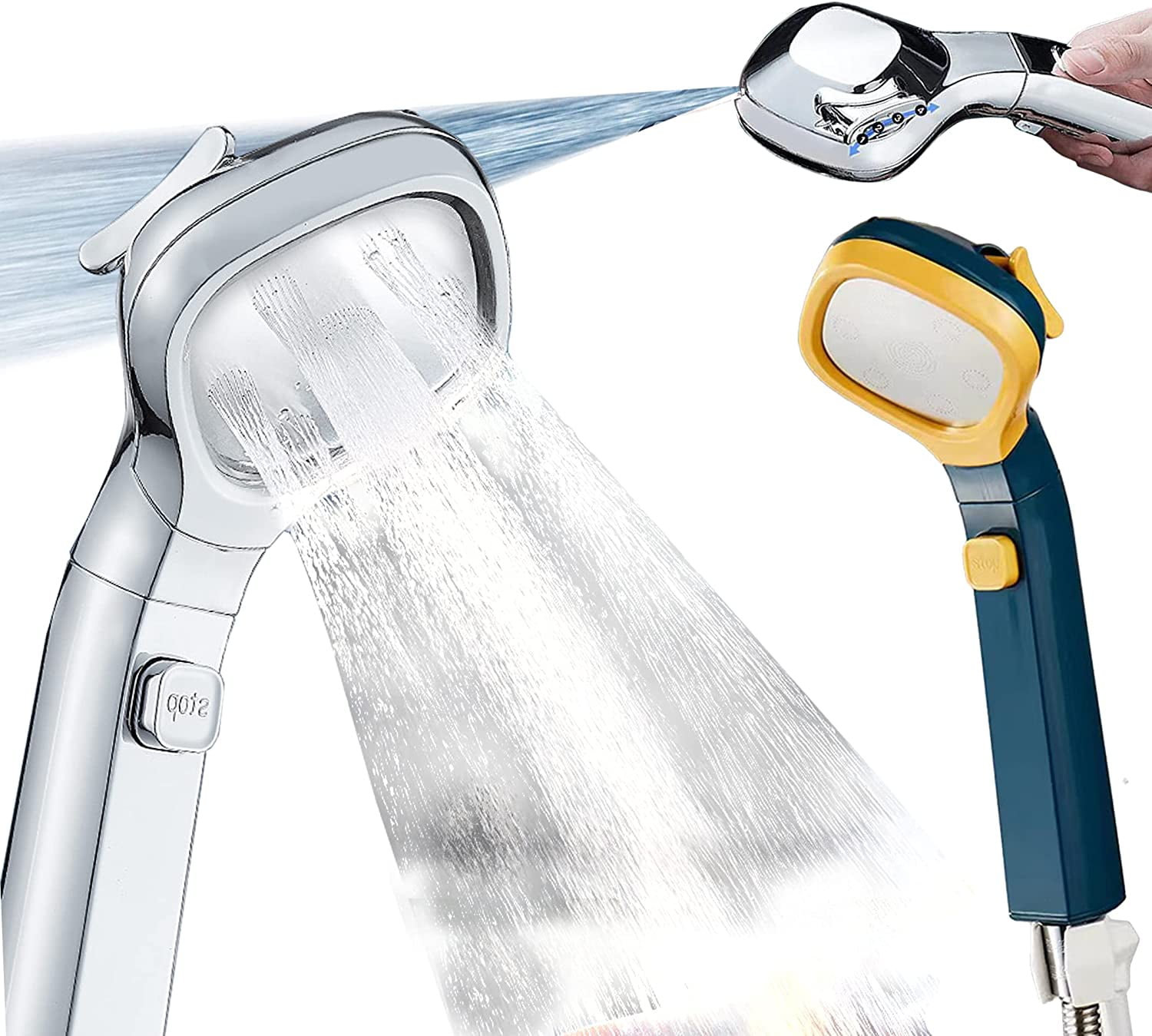 4mode Handheld Pressurized Shower Head, Multifunctional Vortex Shower