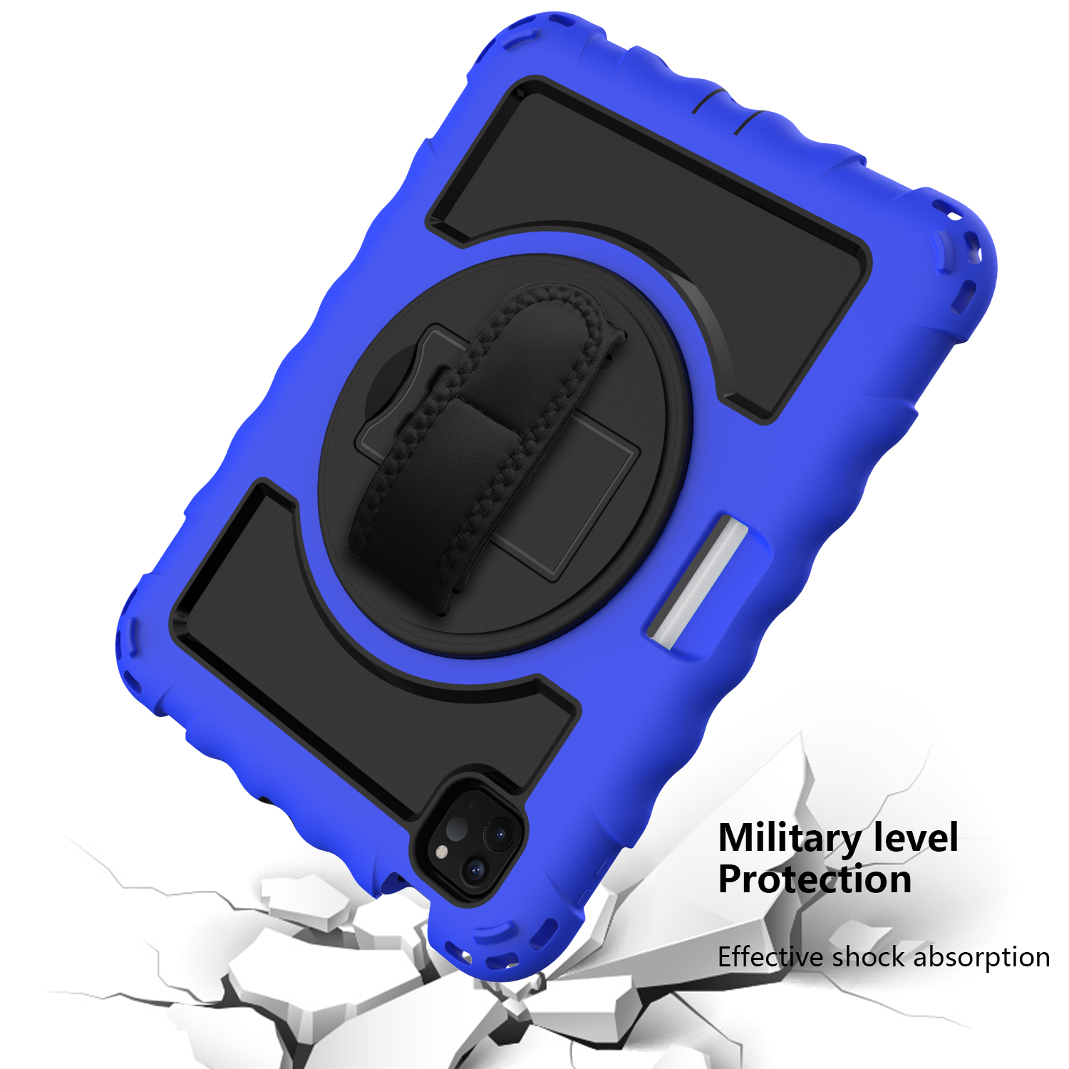 Allytech iPad Air 5 4 10.9 Case 2022/2020, Heavy Duty Shockproof Kids Case with Pencil Holder Hand Strap Kickstand Shoulder Strap for Apple iPad Air 5th 4th Generation 10.9 Inch -Blue