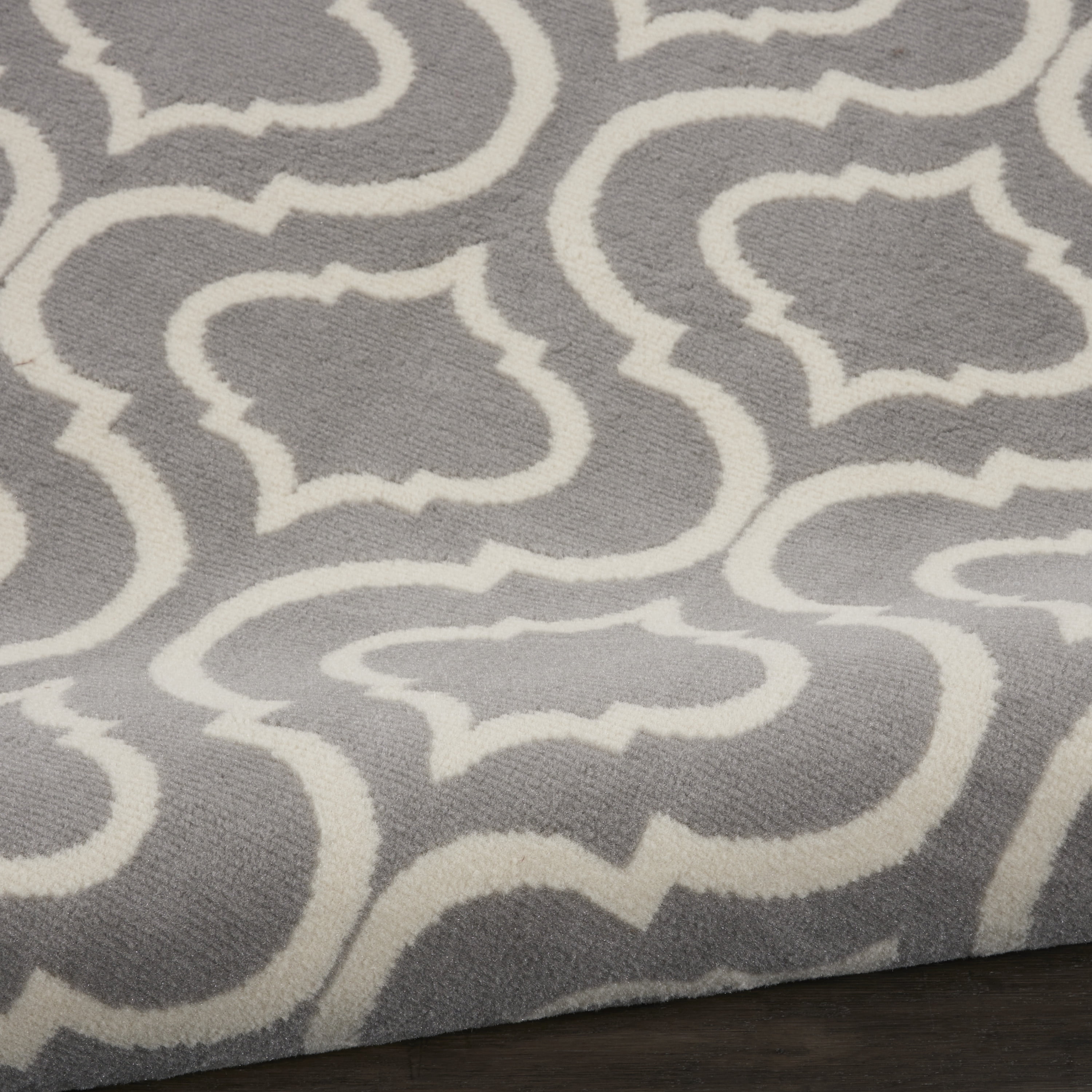 Nourison Bliss Transitional Moroccan Grey 5'3" x Round Area Rug, (5' Round)