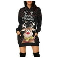 thumbnail image 1 of Chandail en Molleton de Noël pour Femmes, Cardigan à Col Rond Chaud, Veste de Mode à Capuche, Fermeture Mi-Longue, Imprimé de Vacances, Pull à Manches Longues, Pull de Noël, 1 of 6