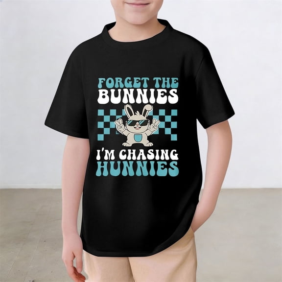 Gzbliryd Happy Easter Shirt Bunny Easter T-Shirt Funny Short Sleeve Shirt Cute Easter Casual Short Sleeve Gift Tops for Little Girl Funny Lettering Graphic Tee Tops 2026 (Black,12-13 Years)