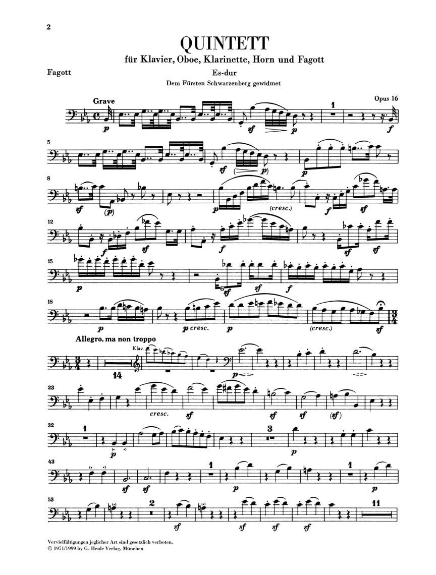 G. Henle Verlag Quintet for Piano and Wind Instruments in E-flat Maj, Op 16 Henle Music Folios Book by Beethoven