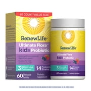 Kids Probiotic Chewables | Soy, Dairy & Gluten Free | Berry Flavor | 60 Chewable Tablets | by Renew Life