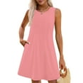thumbnail image 4 of SMihono Summer Dresses for Women 2025 Loose Beach Vacation Casual Crew Neck Sleeveless Sundresses with Pockets Tank Dress Pink M, 4 of 5