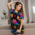 thumbnail image 3 of Fotbe Mexican Flower Traditional1 Bata de Dormir para Mujer con Estampado, Camisón de Algodón de Manga Corta, Ropa de Dormir Casual, 3 of 6