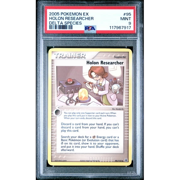 Pokemon TCG, PSA Graded 9 MINT, Holon Researcher Delta Species #95, Ex Delta Species, Fully Encapsulated Bundle with Compatible Pokemon Hard Sealed Case