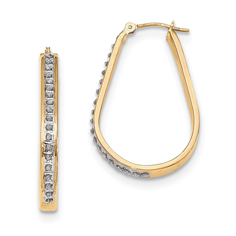 Earring Hoop - 14K Yellow Gold Diamond Fascination 5 MM Pear Shaped