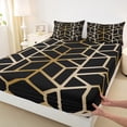 thumbnail image 4 of jejeloiu 3D Geometric Bed Sheets,Modern Geometric Art King Sheets,Gold Black Sheet Set,Lightweight Room Decorative,4 Pieces, 4 of 7