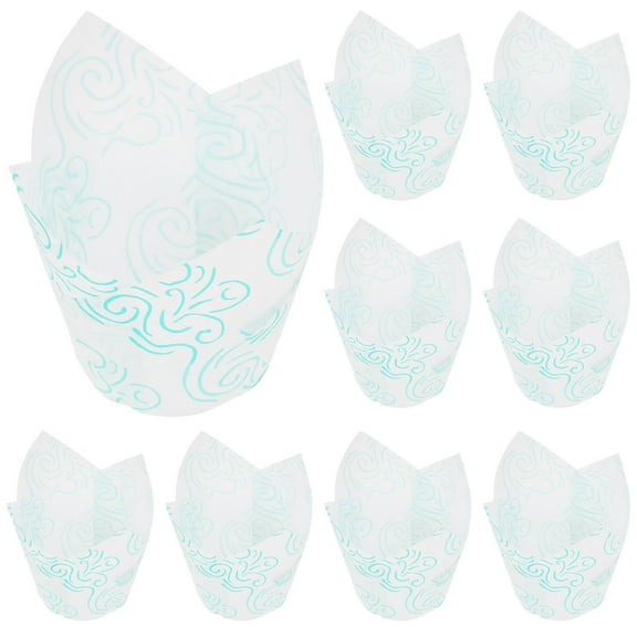 Tineasur Liners Tulip Cupcake Liners Blue Oven Safe for Picnics 50Pcs