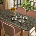 thumbnail image 3 of Sage Green Floral Table Cloths for 6 Foot Rectangle Tables, Ethnic Tribe Abstract Art Flowers Patio Waterproof Elastic Fitted Tablecloths, Washable Rectangular Table Cover for Camping, 3 of 8