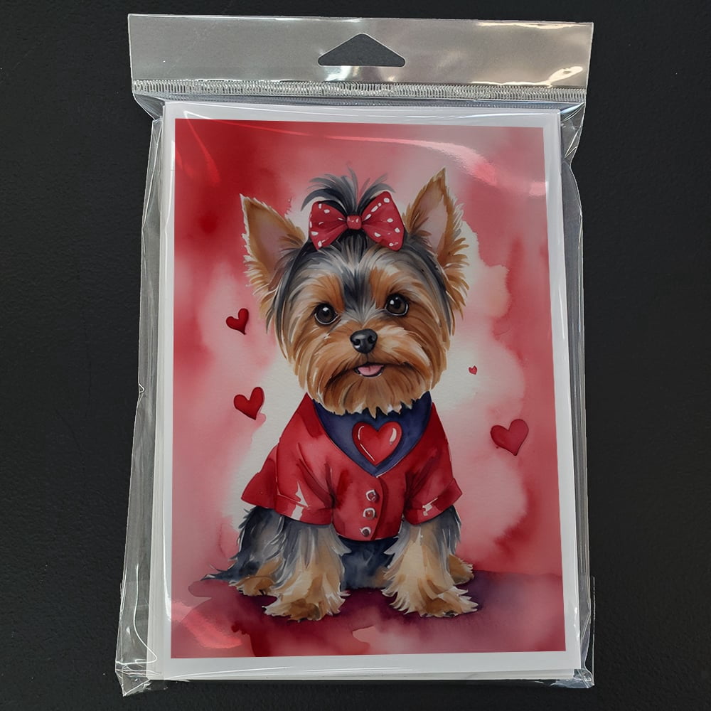 Yorkshire Terrier My Valentine Greeting Cards Pack of 8 7 in x 5 in