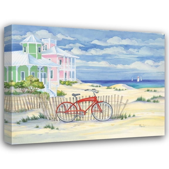 Paul Brent 24x20 Gallery Wrapped Canvas Wall Art Titled - Beach Cruiser Cottage I