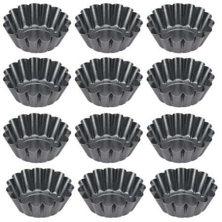 

12Pcs/Set Non-Stick Cake Pan Mold Pizza Cake Muffin Mold Egg Tart with Ruffled Edge Bakeware Pie Tins for Toaster Oven