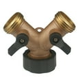 thumbnail image 3 of 2-way Y-type Hose Splitter Garden Hose Distributor Brass Hose Tap Adapter with 2 Valves, 3 of 7