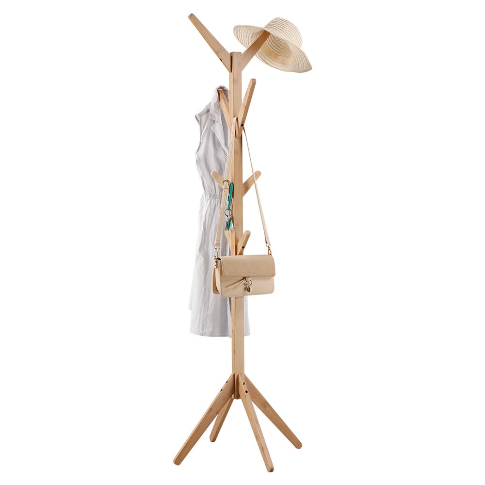 HighGrade Wooden Tree Coat Rack Stand,Free Standing Bamboo TreeShaped