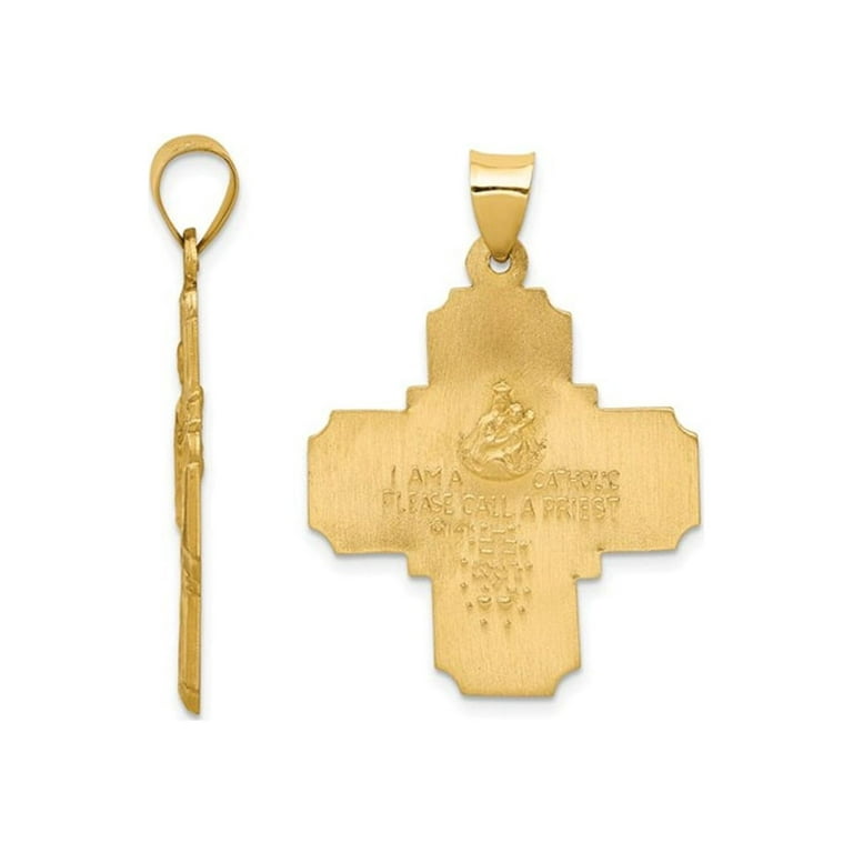 Four Way Cross Medal Pendant in 14K Yellow Gold