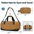 thumbnail image 4 of Gym Bags Set 2Pcs Men's Travel Duffel Bag with Toiletry Pouch Waterproof with Backpack Straps Shoe Compartment Wet Pocket for Women, Yellow, 4 of 9